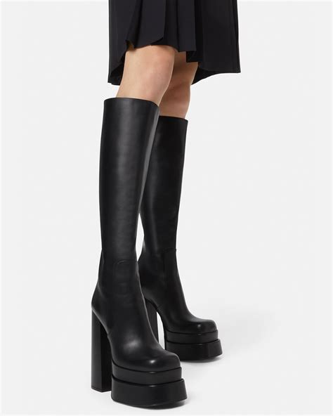 knee high platform combat boots versace|Versace Knee.